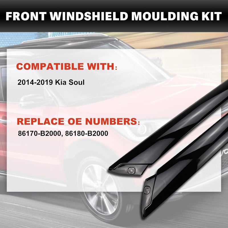 USTAR 86180-B2000 Windshield A Pillar Trim Molding Panel Cover Compatible with Kia Soul 2014-2019 Fit Front Right Side - Image 2